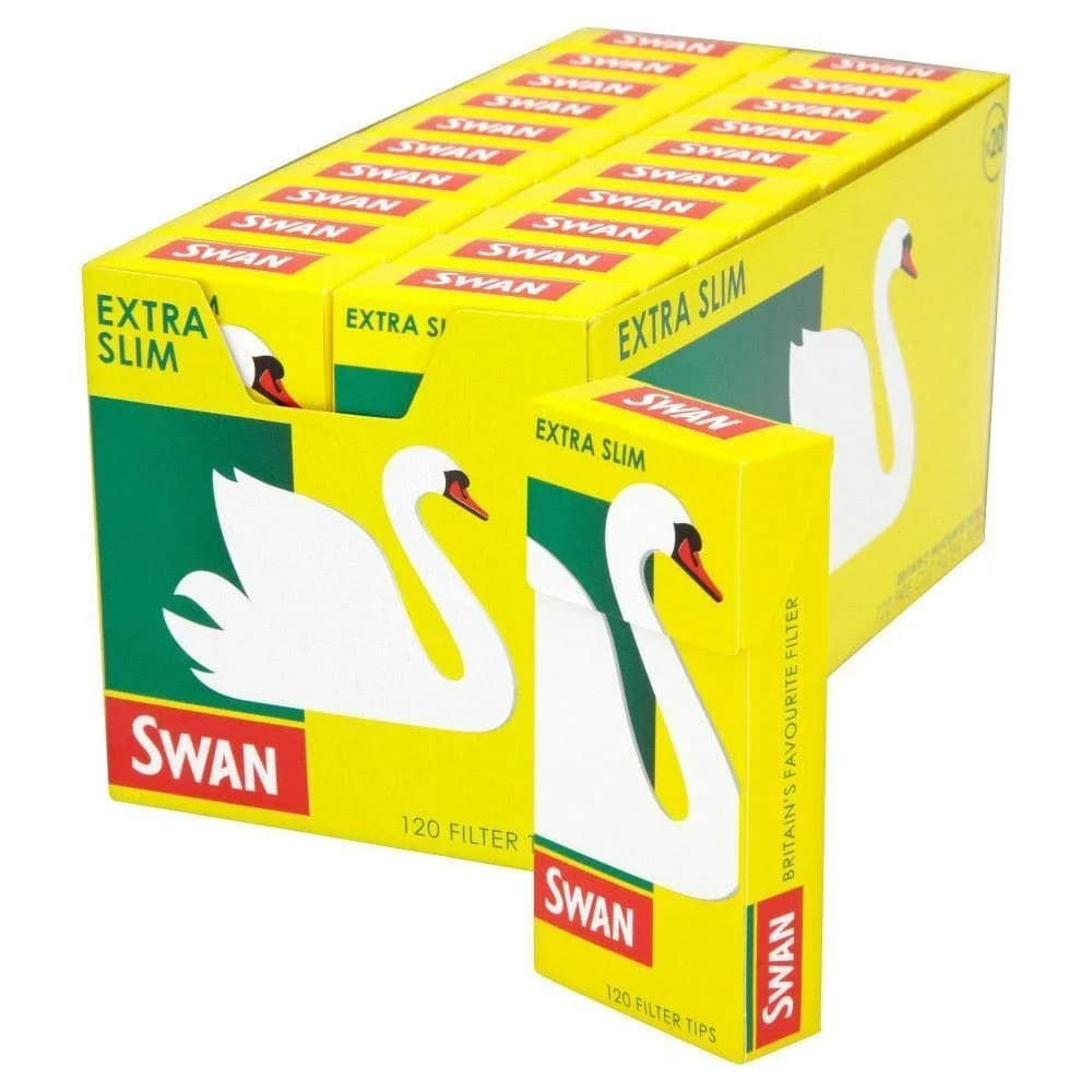 Swan Extra Slim Filter Tips Full Box 120 Tips per Pack | Plant-Based Tobacco Accessory