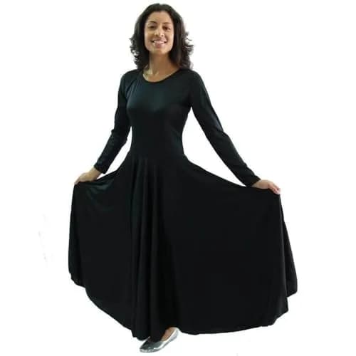 Danzcue Praise Dress for Women | Full-Length Worship Dance Gown, Black, Medium thumbnail 2