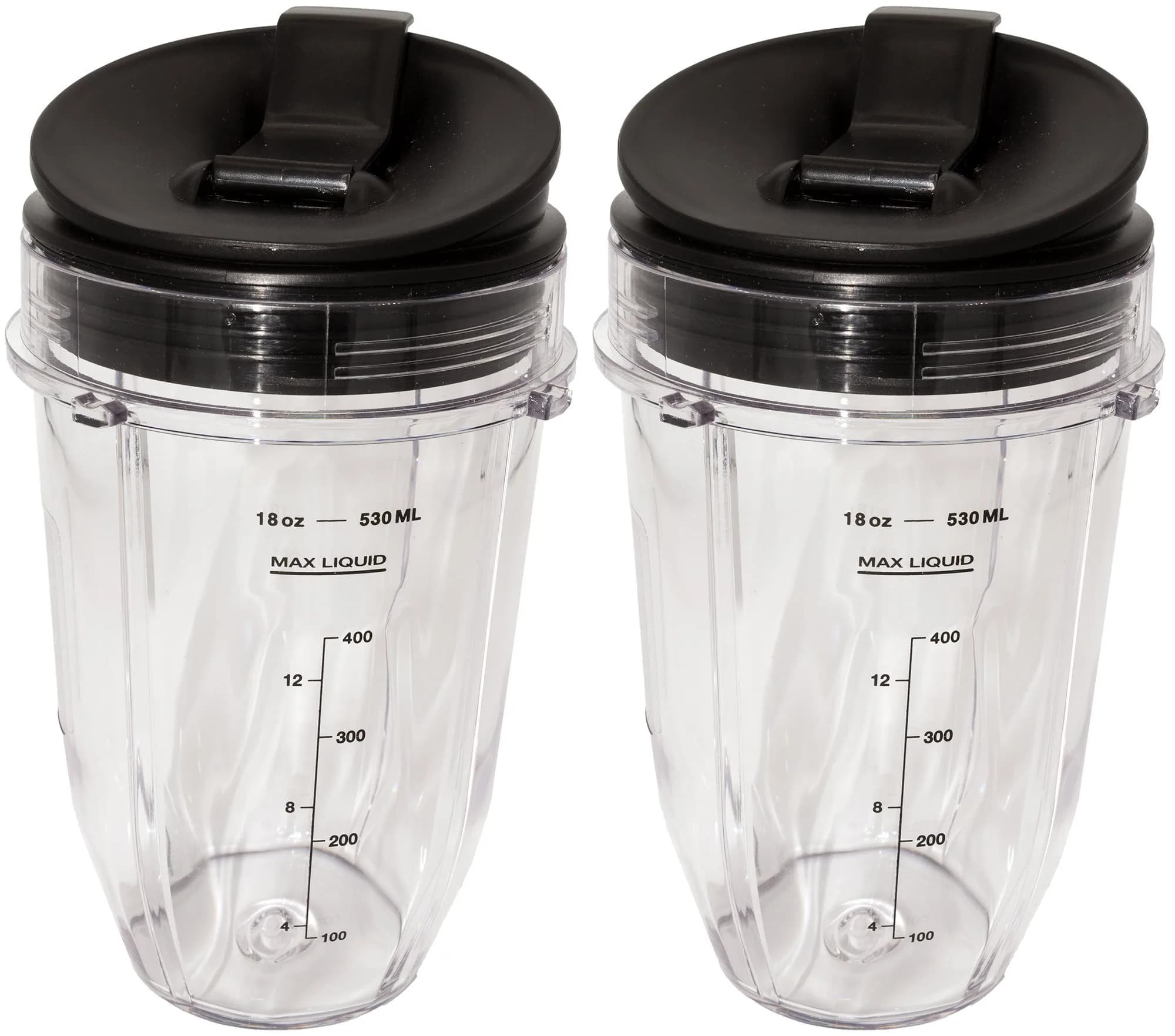Blendin 18 oz (532 ml) Replacement Cups with Sip N Seal Lids - 2 Pack | Compatible with Nutri Ninja Auto-iQ 1000w Series & Duo Blenders