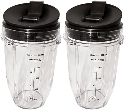 Blendin 18 oz (532 ml) Replacement Cups with Sip N Seal Lids - 2 Pack | Compatible with Nutri Ninja Auto-iQ 1000w Series & Duo Blenders thumbnail 1