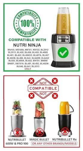 Blendin 18 oz (532 ml) Replacement Cups with Sip N Seal Lids - 2 Pack | Compatible with Nutri Ninja Auto-iQ 1000w Series & Duo Blenders thumbnail 2