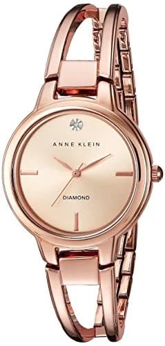 Anne Klein Women's AK/2626RGRG Rose Gold-Tone Open Bangle Watch with Diamond Accent | 30mm Case thumbnail 1