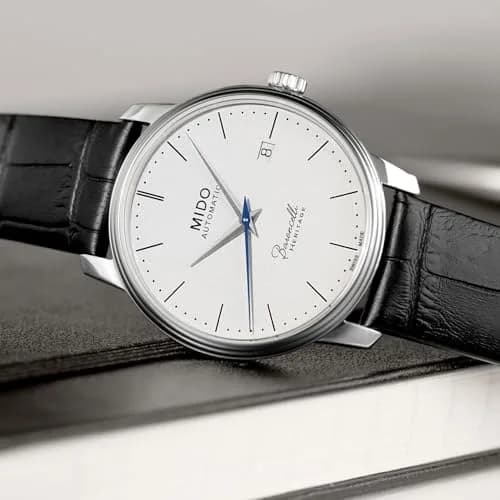 MIDO Baroncelli Heritage Gent Swiss Automatic Watch 39mm | Elegant White Dial, See-Through Case Back thumbnail 3