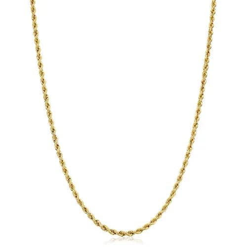 Kooljewelry 14k Gold Filled Rope Chain Necklace 40.64cm (16 inch) | Timeless Unisex Adult Style — 16 inch