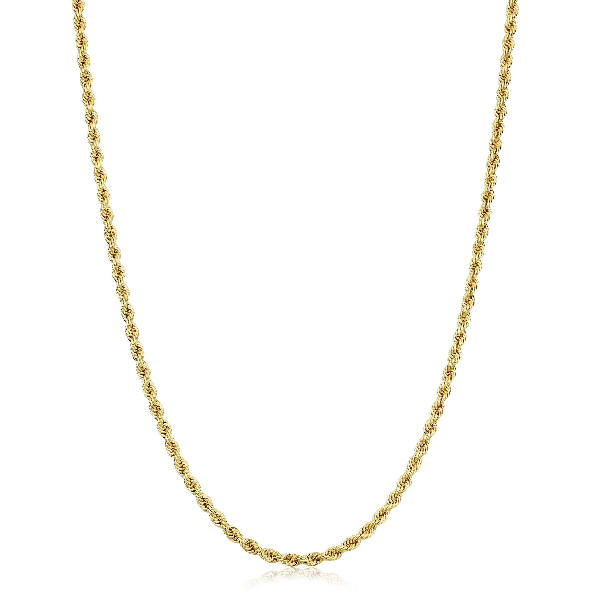 Kooljewelry 14k Gold Filled Rope Chain Necklace 16 inch (40 cm) | Elegant Unisex Adult — Yellow