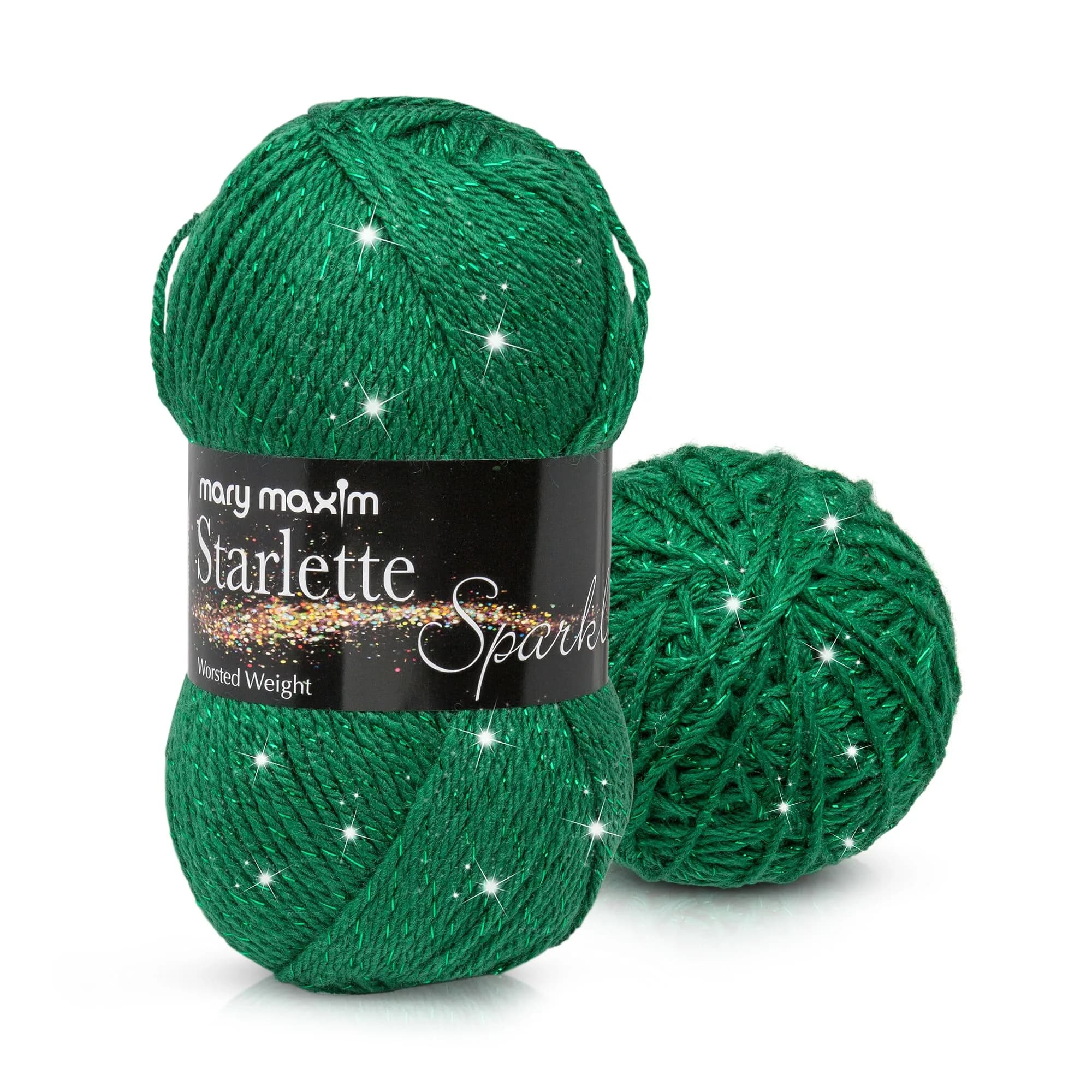Mary Maxim Starlette Sparkle Yarn 196 Yards | Emerald Green Glitter for Crochet & Knitting