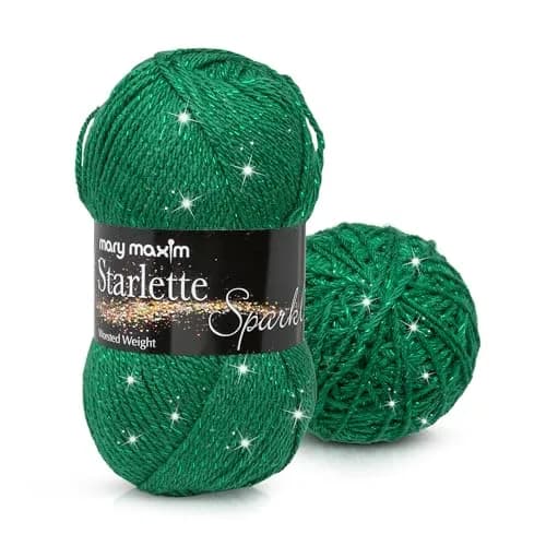 Mary Maxim Starlette Sparkle Yarn 196 Yards | Emerald Green Glitter for Crochet & Knitting thumbnail 1
