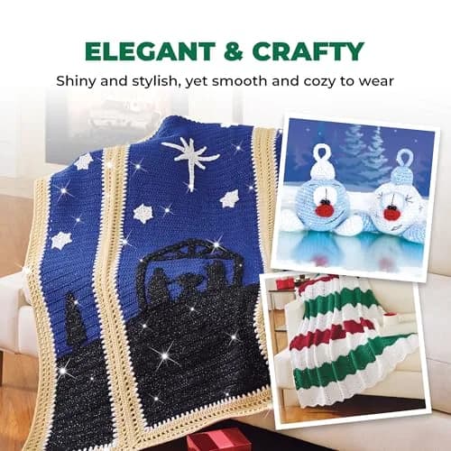 Mary Maxim Starlette Sparkle Yarn 196 Yards | Emerald Green Glitter for Crochet & Knitting thumbnail 4