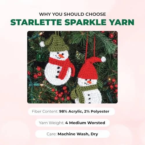 Mary Maxim Starlette Sparkle Yarn 196 Yards | Emerald Green Glitter for Crochet & Knitting thumbnail 5