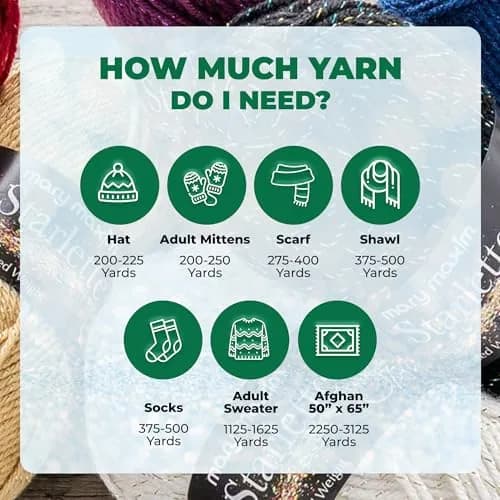Mary Maxim Starlette Sparkle Yarn 196 Yards | Emerald Green Glitter for Crochet & Knitting thumbnail 6