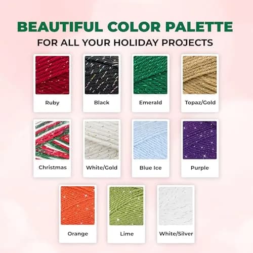 Mary Maxim Starlette Sparkle Yarn 196 Yards | Emerald Green Glitter for Crochet & Knitting thumbnail 7
