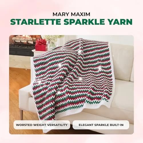 Mary Maxim Starlette Sparkle Yarn 196 Yards | Emerald Green Glitter for Crochet & Knitting thumbnail 3