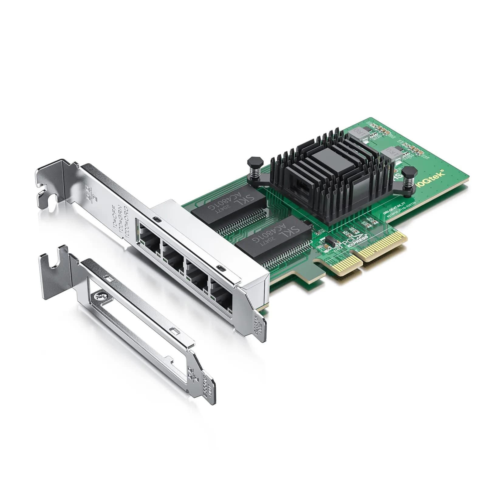 10Gtek Quad-Port Gigabit Ethernet NIC Network Card with Intel I350 Chip - PCIe 2.1 x4, 1000Mbps RJ45 Ports - main product image