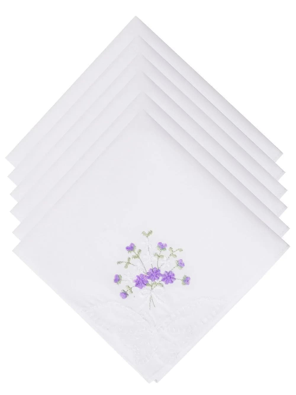 Selected Hanky Women's Cotton Handkerchiefs 11x11 | Floral Embroidery & Butterfly Lace