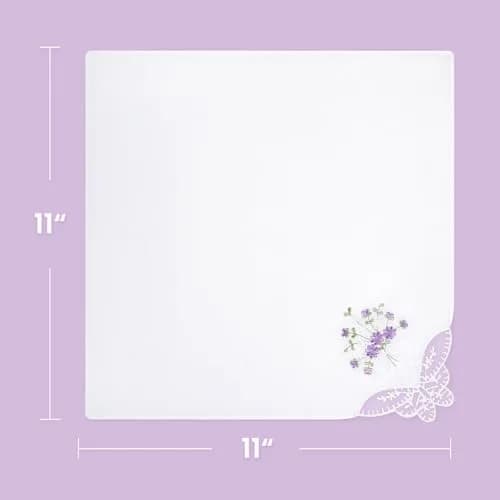 Selected Hanky Women's Cotton Handkerchiefs 11x11 | Floral Embroidery & Butterfly Lace thumbnail 5