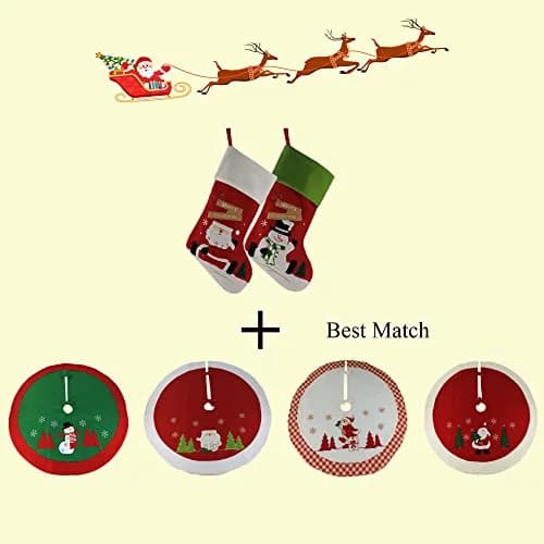 WEWILL Classic Christmas Stockings Set of 2 Santa, Snowman 43cm (17 Inch) | Festive Holiday Decor thumbnail 5