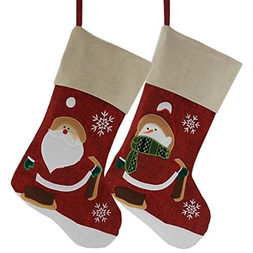 WEWILL Classic Christmas Stockings Set of 2 Santa, Snowman 17-Inch (Style 3) | Festive Holiday Decor thumbnail 1