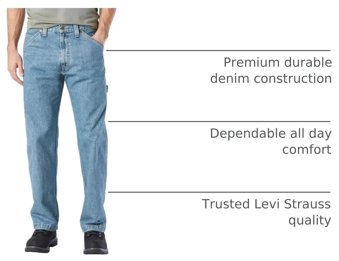 Levi Strauss Signature Gold Men's Carpenter Jeans Light 33x32 (84cm x 81cm) | Relaxed Fit Workwear - view 4