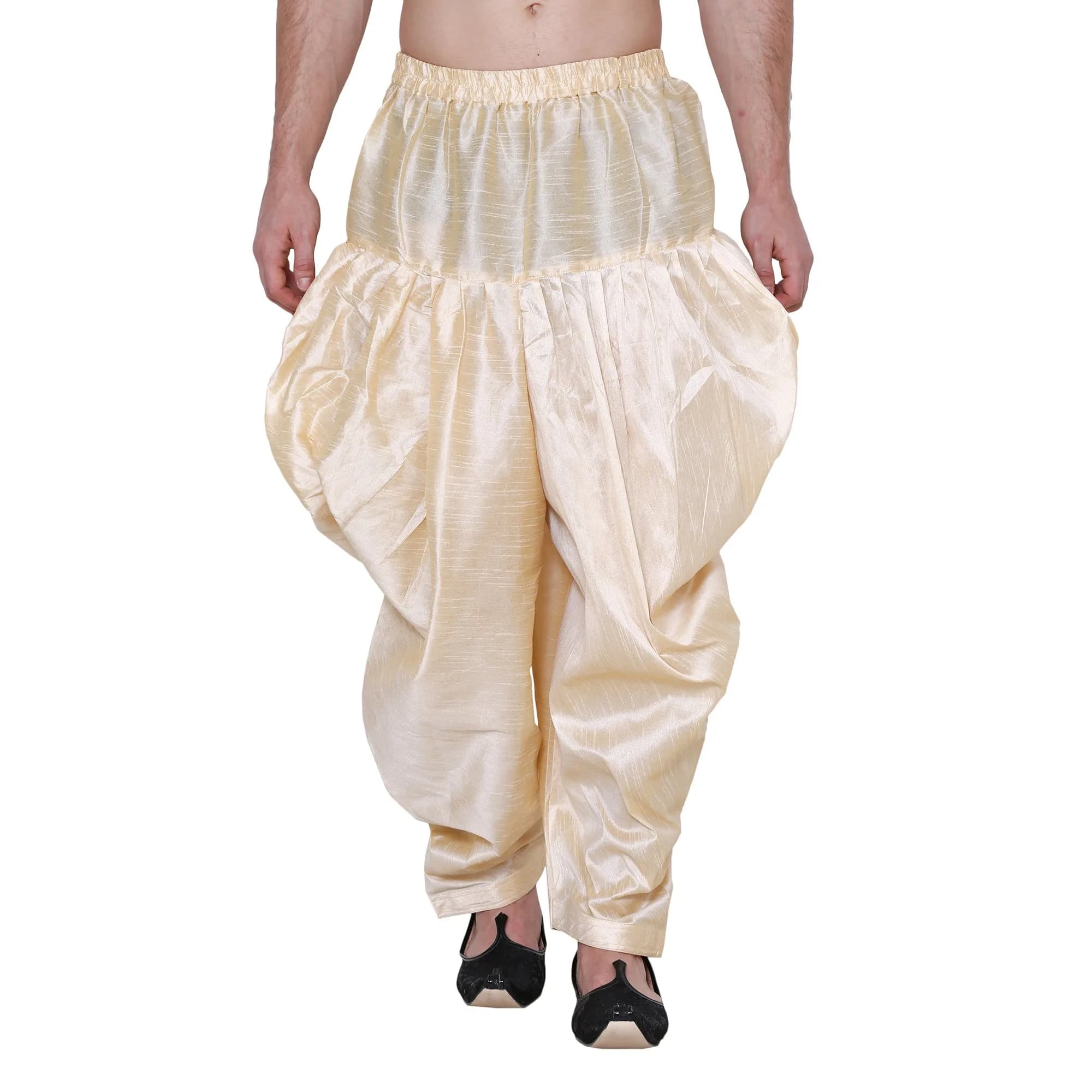 Royal Kurta Men's Silk Blend Patiala Salwar Alladin Pant's Gold 499g (0.53lb)