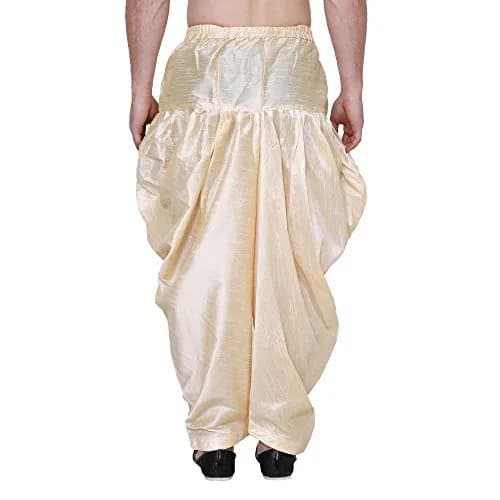 Royal Kurta Men's Silk Blend Patiala Salwar Alladin Pant's Gold 499g (0.53lb) thumbnail 4