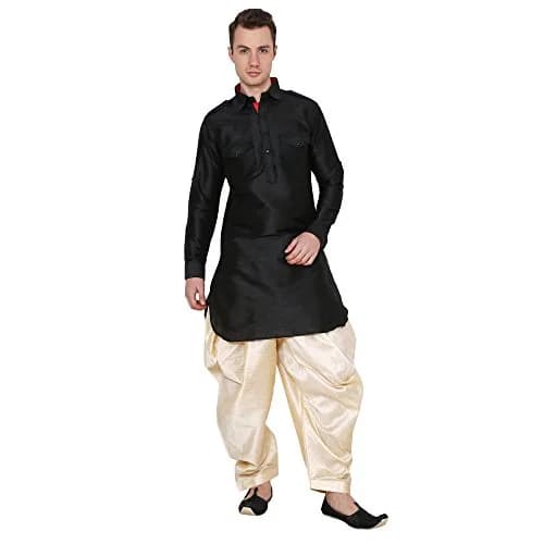 Royal Kurta Men's Silk Blend Patiala Salwar Alladin Pant's Gold 499g (0.53lb) thumbnail 2