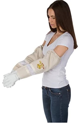 Buzz Beekeeping Supplies Medium Ventilated Bee Gloves - Cow Leather & Heavy-Duty Canvas, Elastic Cuffs | Sting Proof, Long Sleeves thumbnail 5