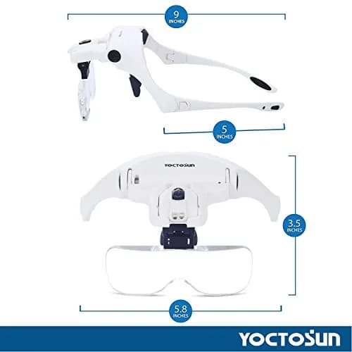YOCTOSUN Head Mount Magnifier with 2 LED Lights | 5 Lenses, 3.5X Magnification, Interchangeable, Headband & Light thumbnail 5