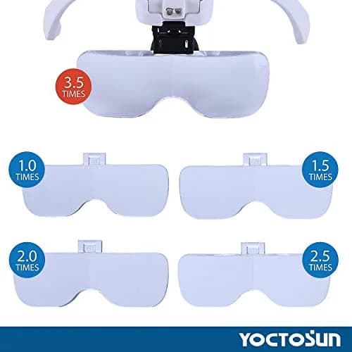 YOCTOSUN Head Mount Magnifier with 2 LED Lights | 5 Lenses, 3.5X Magnification, Interchangeable, Headband & Light thumbnail 6