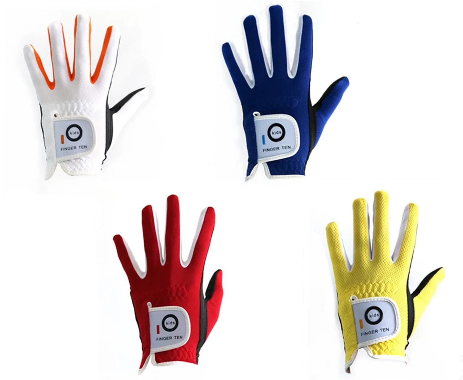 FINGER TEN Junior Kids Dura Feel Golf Gloves Large Red | Extra Grip & Breathability — Red