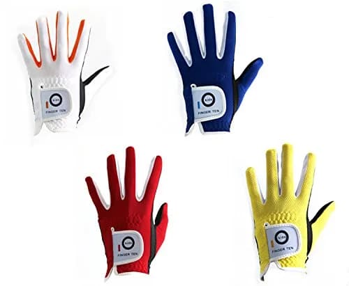 FINGER TEN Junior Kids Dura Feel Golf Gloves Large Red | Extra Grip & Breathability thumbnail 1