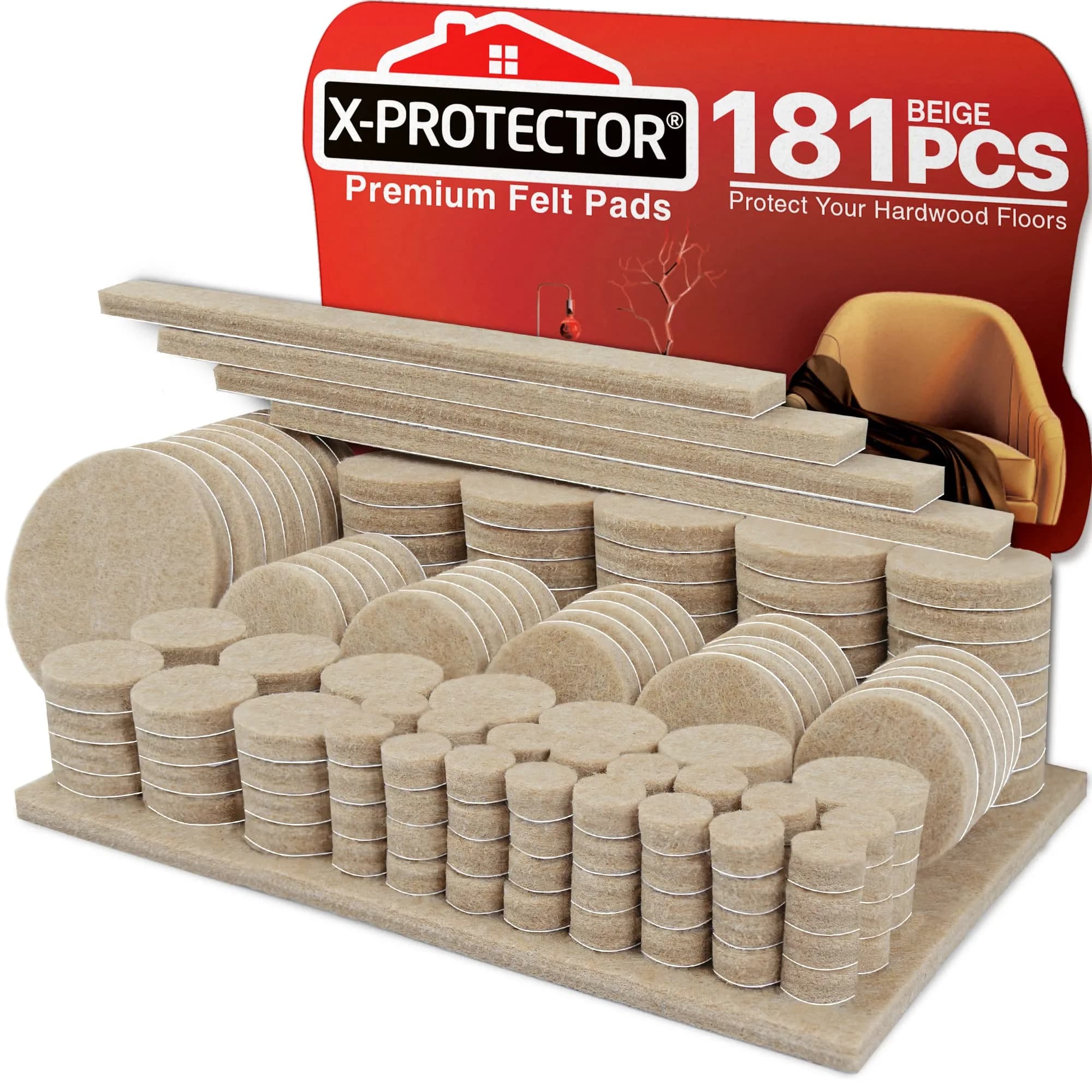 X-Protector 235 PCS Felt Furniture Pads | Heavy Duty Floor Protectors for Hardwood, Laminate & Tile