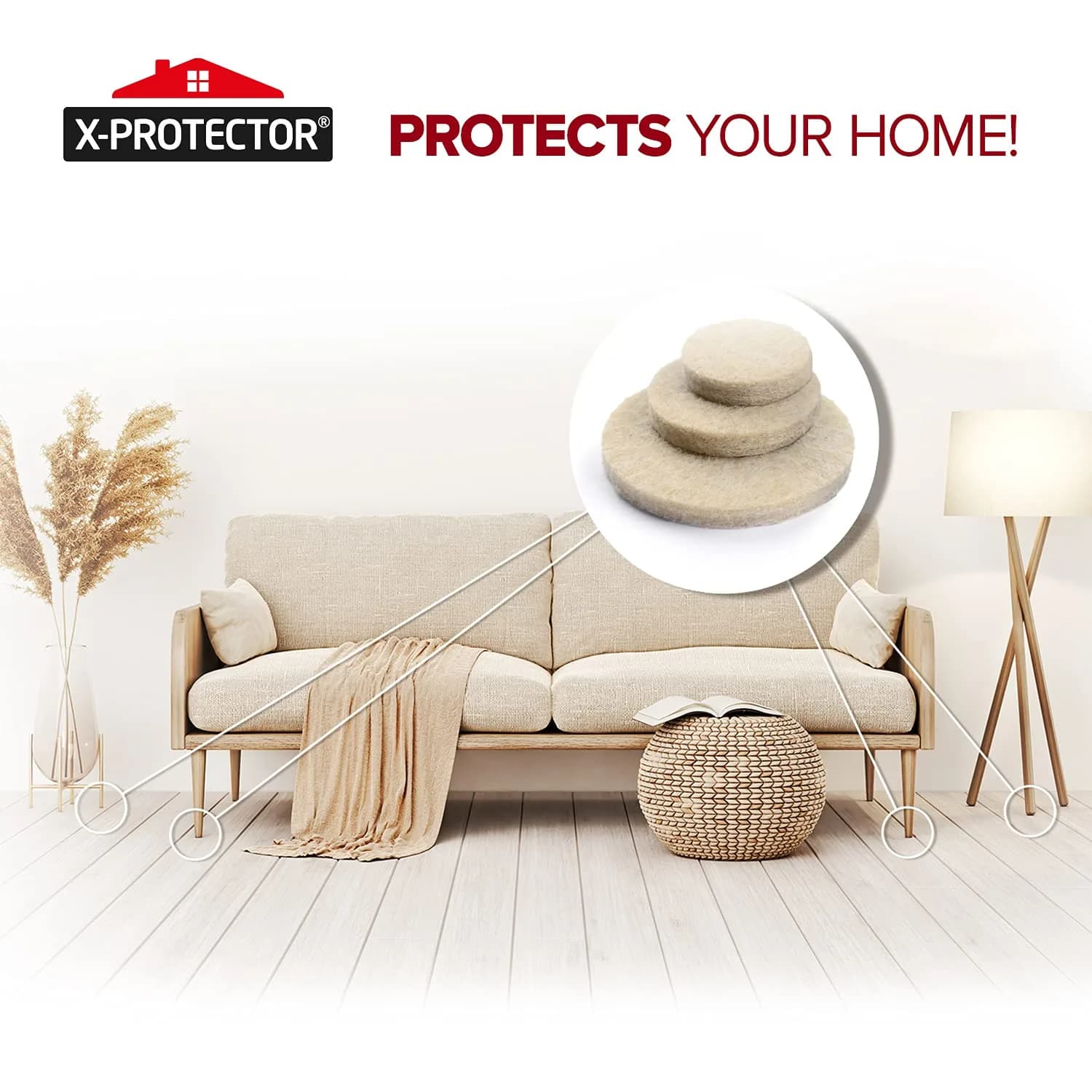 X-Protector Furniture Felt Pads 181 PCS - Beige Round & Square | Protects Hardwood & Laminate Floors thumbnail 6
