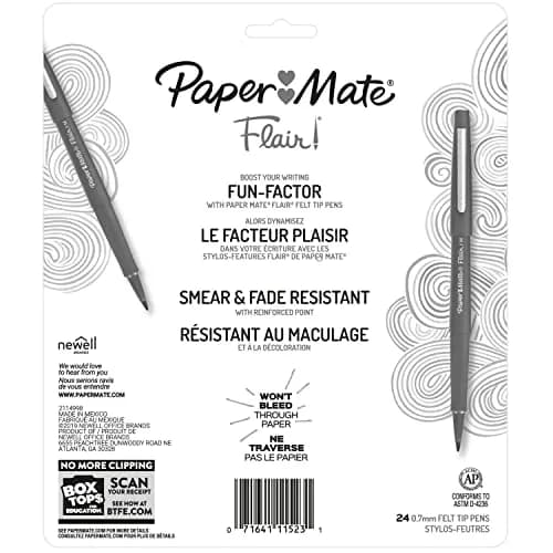 Paper Mate Flair Felt Tip Pens 24 Count | Bright Colors, Smear-Resistant, 0.7mm Point thumbnail 8