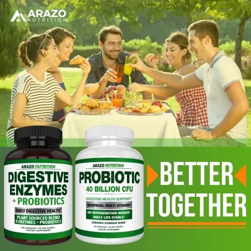 Arazo Nutrition Digestive Enzymes with Probiotics 120 Capsules | Fast-Acting, Acidophilus & Bromelain for Better Digestion thumbnail 6