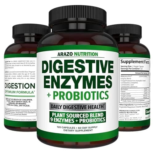 Arazo Nutrition Digestive Enzymes with Probiotics 120 Capsules | Fast-Acting, Acidophilus & Bromelain for Better Digestion thumbnail 7