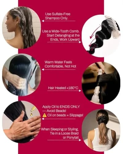 Moresoo Micro Bead Hair Extensions Real Human Hair, Off Black, 20 Inch (50g / 1.76 oz) | Blend Seamlessly for Volume & Length thumbnail 9