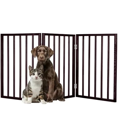 PETMAKER 3-Panel Indoor Foldable Dog Fence 54x24-Inch Brown | Freestanding Pet Gate for Stairs & Doorways thumbnail 1
