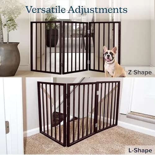 PETMAKER 3-Panel Indoor Foldable Dog Fence 54x24-Inch Brown | Freestanding Pet Gate for Stairs & Doorways thumbnail 7