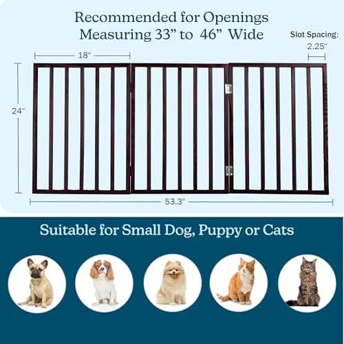 PETMAKER 3-Panel Indoor Foldable Dog Fence 54x24-Inch Brown | Freestanding Pet Gate for Stairs & Doorways thumbnail 2