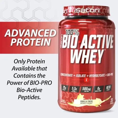 iSatori 100% Bio-Active Whey Protein Vanilla Flavor | 26 Servings, 25g Protein, Fast Recovery thumbnail 7