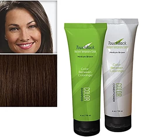 TouchBack Color Shampoo and Conditioner Set (Medium Brown) | Temporary Hair Color & Shine thumbnail 2