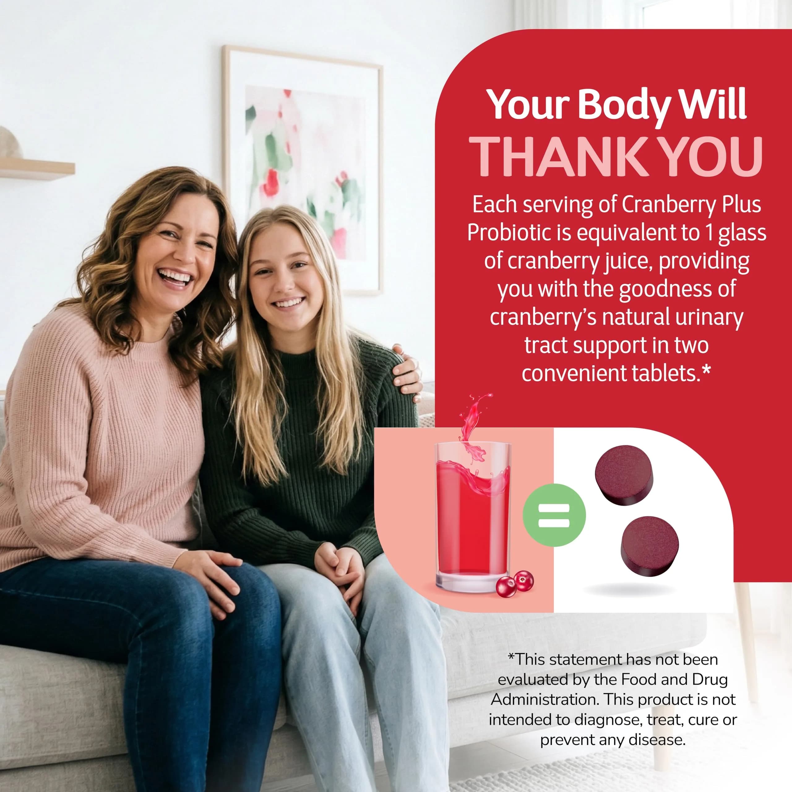 21st Century Cranberry Plus Probiotic Tablets 60 Count | Gluten-Free Urinary & Digestive Support - view 6