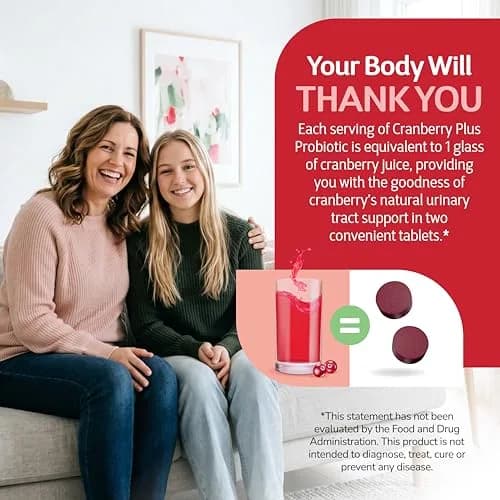 21st Century Cranberry Plus Probiotic Tablets 60 Count | Gluten-Free Urinary & Digestive Support thumbnail 6