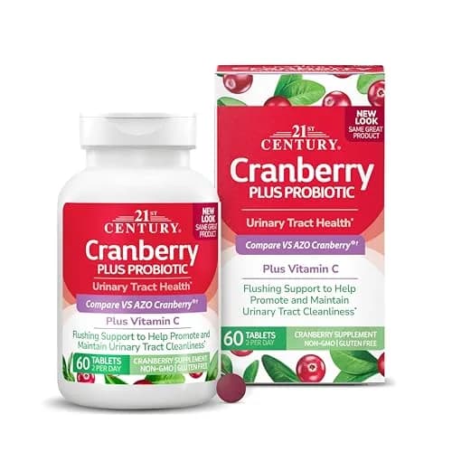 21st Century Cranberry Plus Probiotic Tablets 60 Count | Gluten-Free Urinary & Digestive Support thumbnail 1