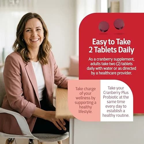 21st Century Cranberry Plus Probiotic Tablets 60 Count | Gluten-Free Urinary & Digestive Support thumbnail 8