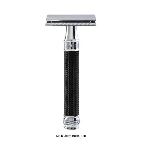 Edwin Jagger Double Edge Safety Razor, Regular Handle, Black Chrome Laser 3D Diamond - main product image