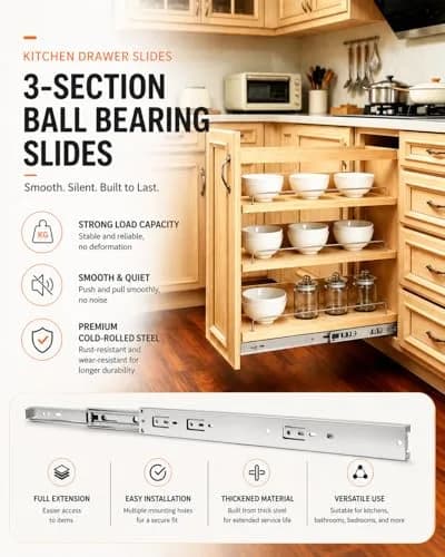 Gobrico 16 inch Drawer Slides 10 Pair | Heavy Duty Full Extension Soft Close Rails thumbnail 7
