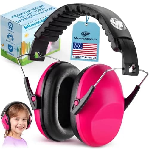 Vanderfields Kids Noise Canceling Headphones - Pink Rose 240g (8.5 oz) | Certified Hearing Protection Earmuffs thumbnail 1