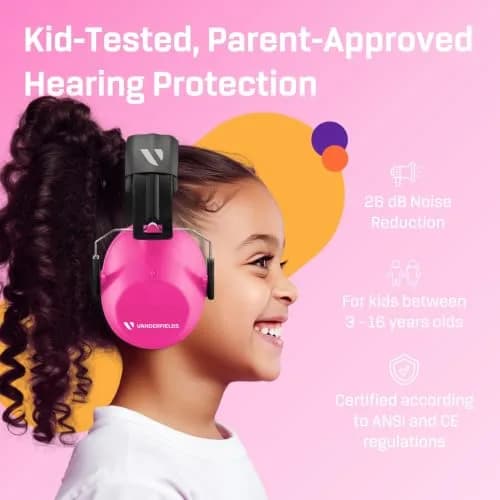 Vanderfields Kids Noise Canceling Headphones - Pink Rose 240g (8.5 oz) | Certified Hearing Protection Earmuffs thumbnail 2