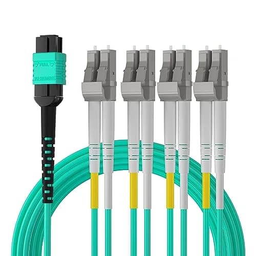 10Gtek Fiber Optic Cable Patch Cord MPO to 8xLC Fanout 1m | OM3 MMF 8-core Application for QSFP+ Transceivers thumbnail 3